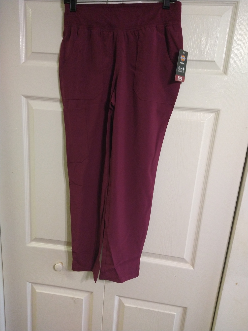Dickies Straight Leg Cargo  Scrub Pants - Burgundy